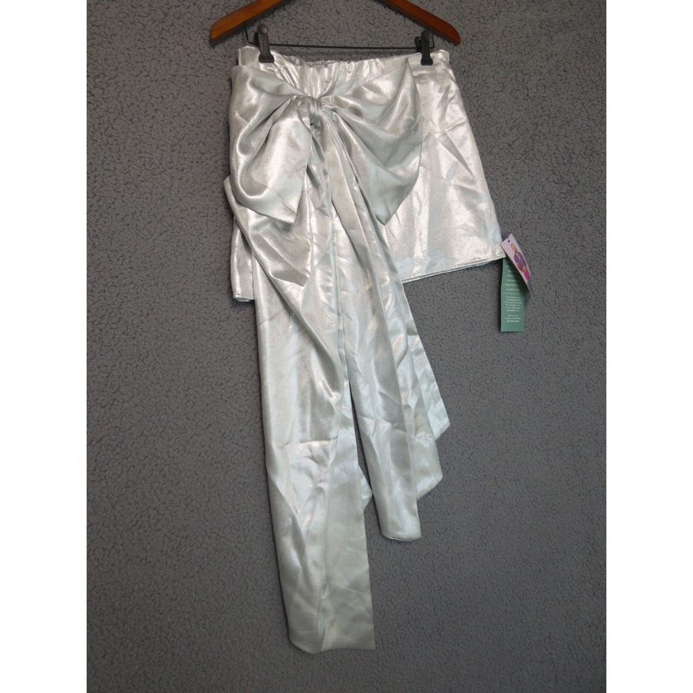 Johnny Wujek Silver Metallic Giant Bow Rave Festival Mini Skirt Women 13 NWT $69 - Picture 3 of 16